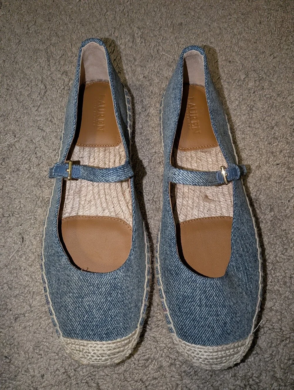 Luize Mary Jane Platform Espadrille Lauren Ralph Lauren Size 6.5 NWOT $145